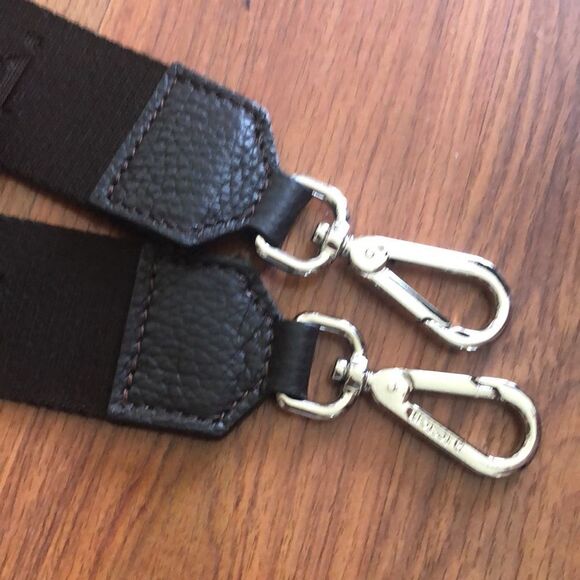 a.testoni Chocolate brown logo wide strap luggage strap purse strap. - Picture 6 of 8